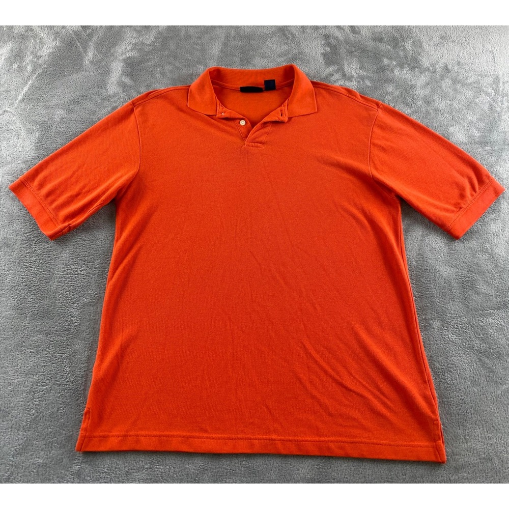 Basic‎ Editions Mens Short Sleeve Polo Shirt Orange Cotton Blend Pique Size M.